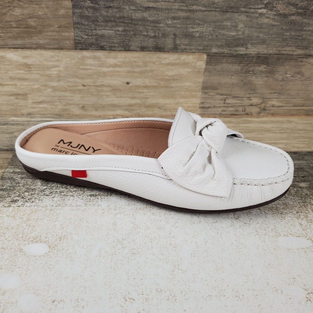 Marc Joseph New York Diane Street Women Mule Sz 6 M White Grainy Leather Slip On
